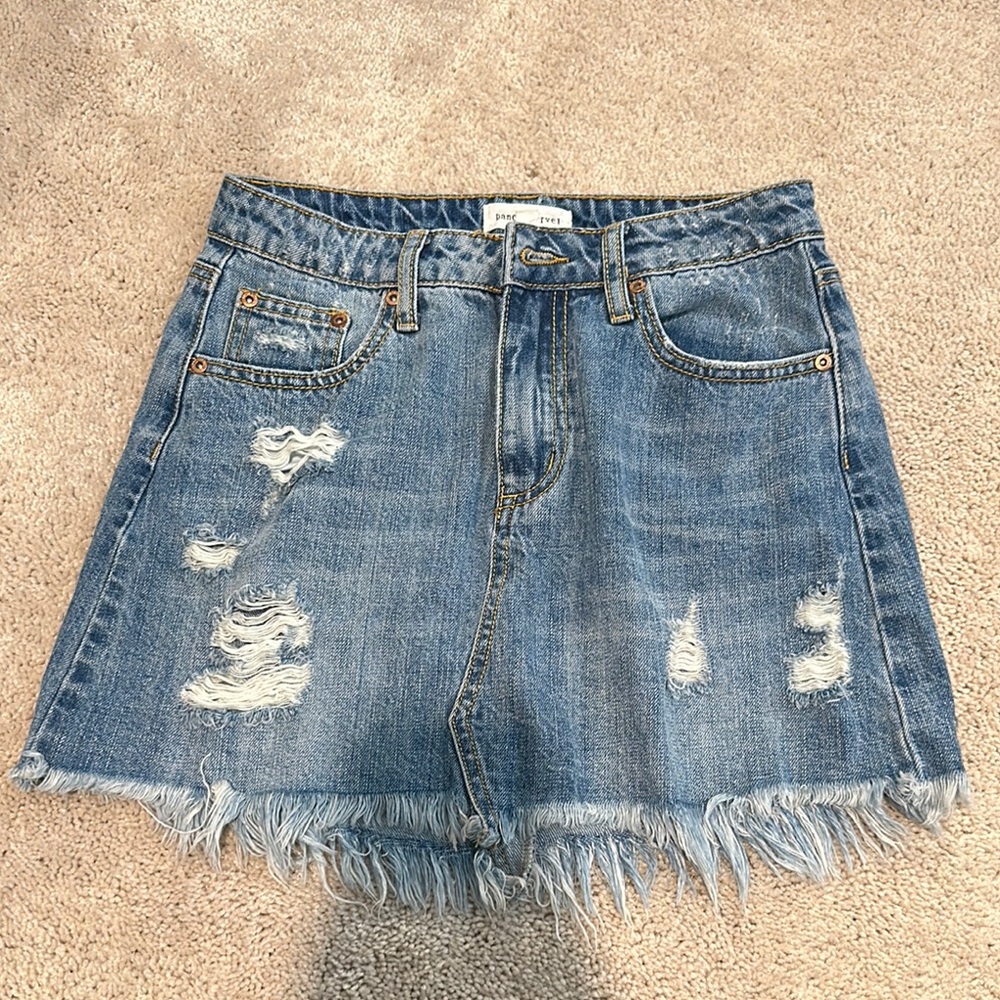 Denim Distressed Skirt